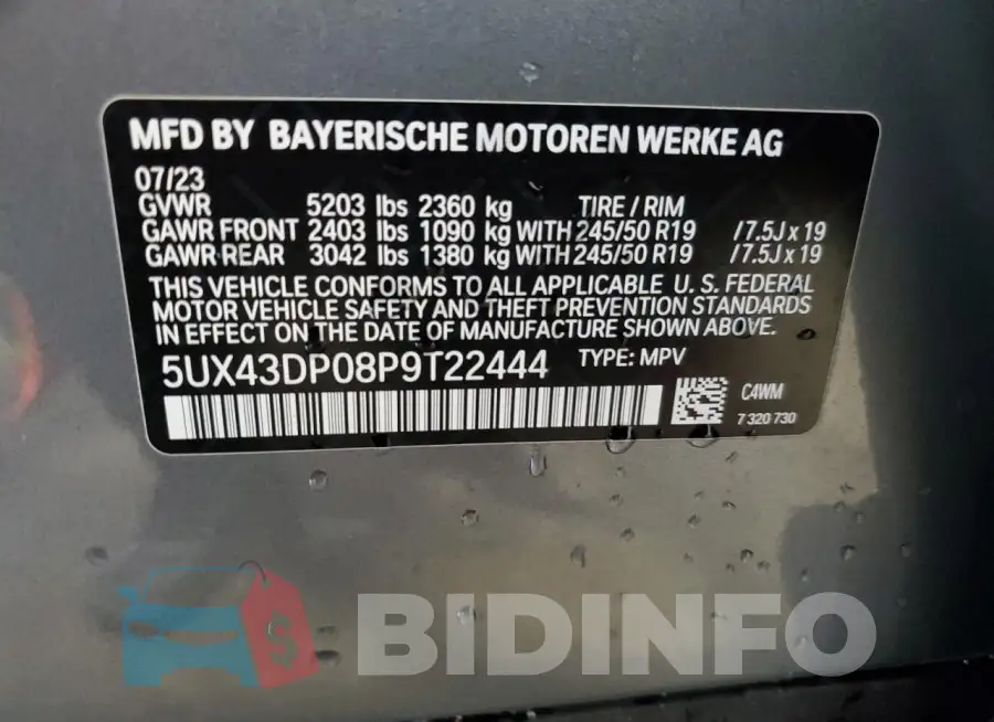 5UX43DP08P9T22444 Photo# 13