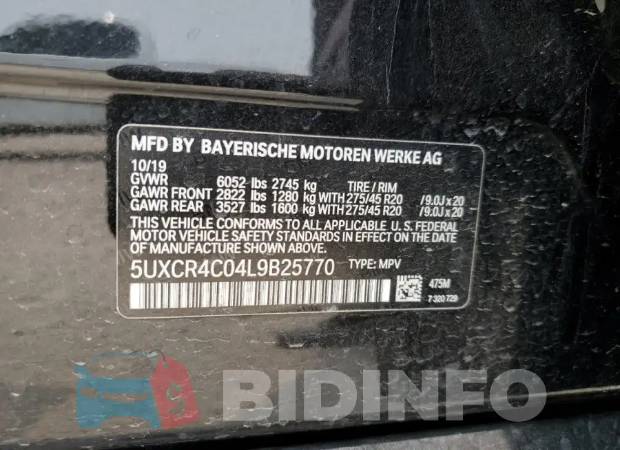5UXCR4C04L9B25770 Photo# 12