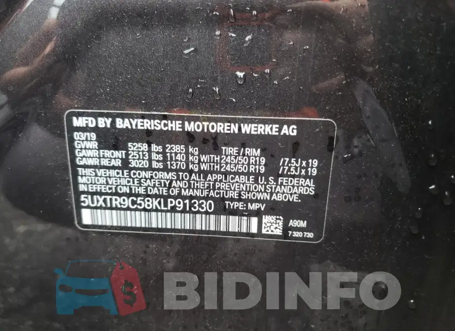 5UXTR9C58KLP91330 Photo# 14