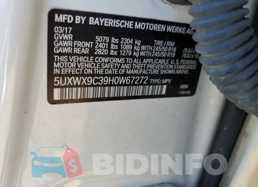 5UXWX9C39H0W67272 Photo# 12