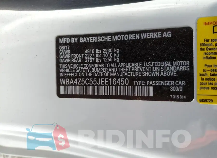 WBA4Z5C55JEE16450 Photo# 13