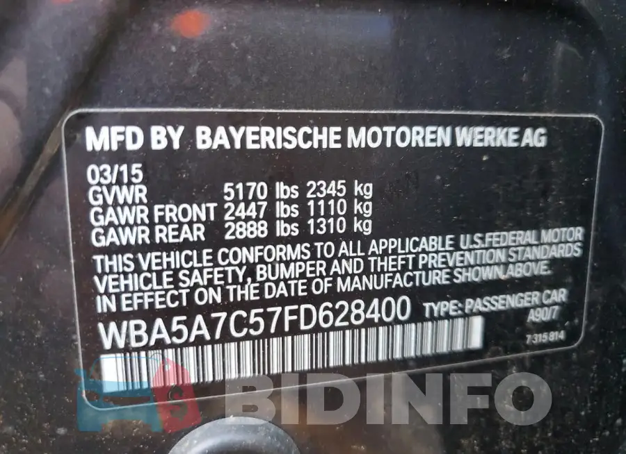 WBA5A7C57FD628400 Photo# 12