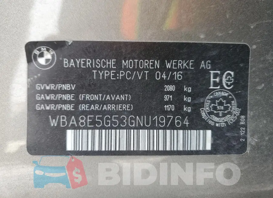 WBA8E5G53GNU19764 Photo# 12