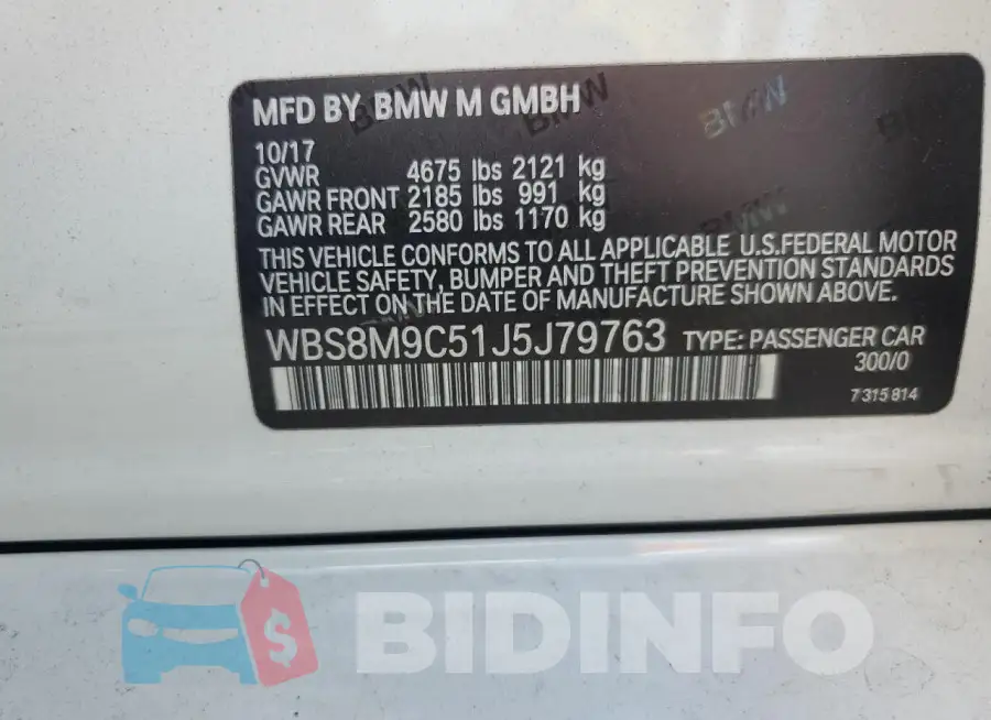 WBS8M9C51J5J79763 Photo# 13