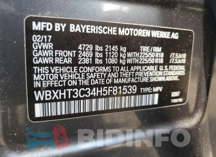 WBXHT3C34H5F81539 Photo# 13