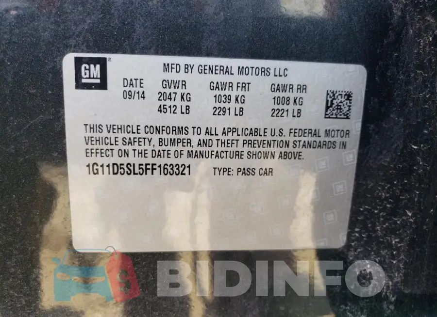 1G11D5SL5FF163321 Photo# 12