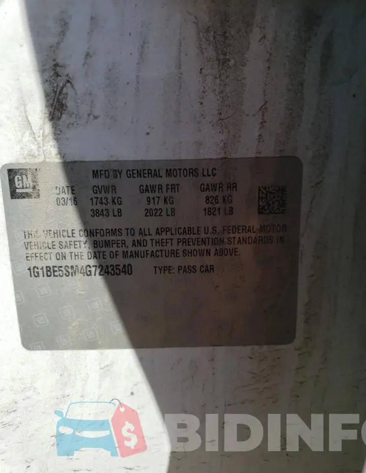 1G1BE5SM4G7243540 Photo# 12