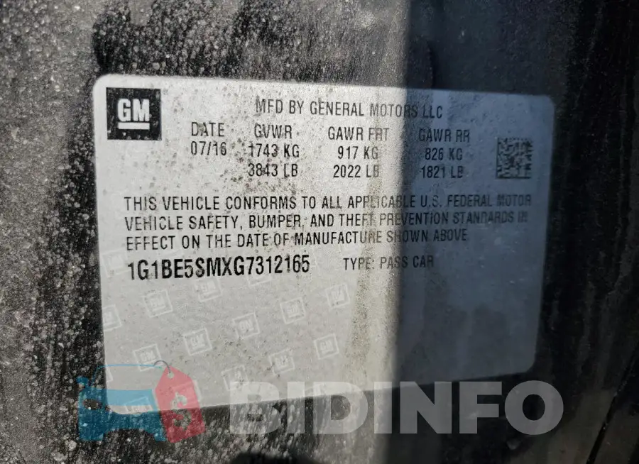 1G1BE5SMXG7312165 Photo# 13