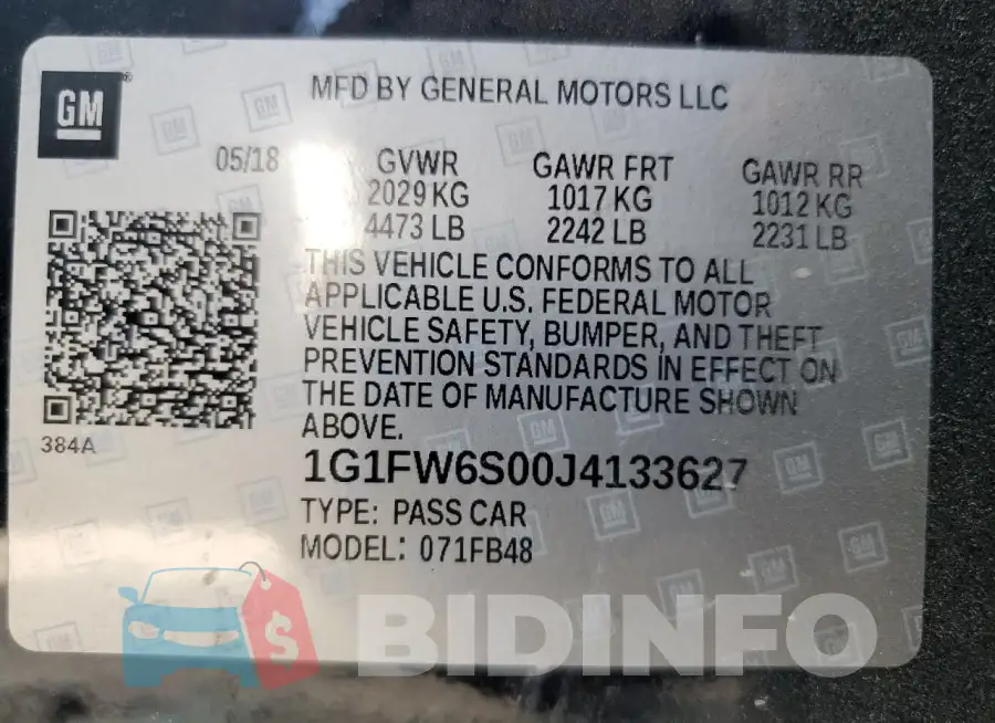 1G1FW6S00J4133627 Photo# 12