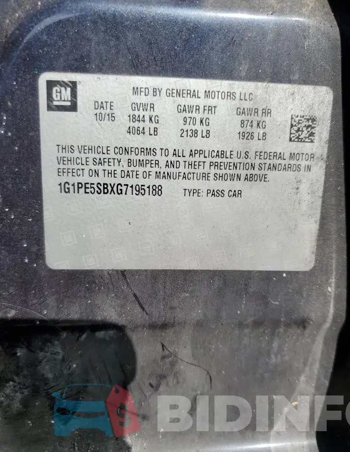 1G1PE5SBXG7195188 Photo# 12