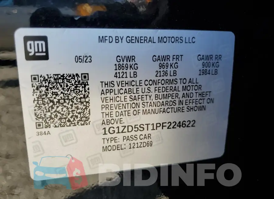 1G1ZD5ST1PF224622 Photo# 12