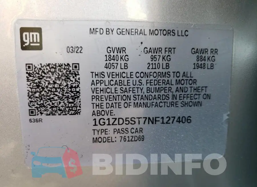 1G1ZD5ST7NF127406 Photo# 12