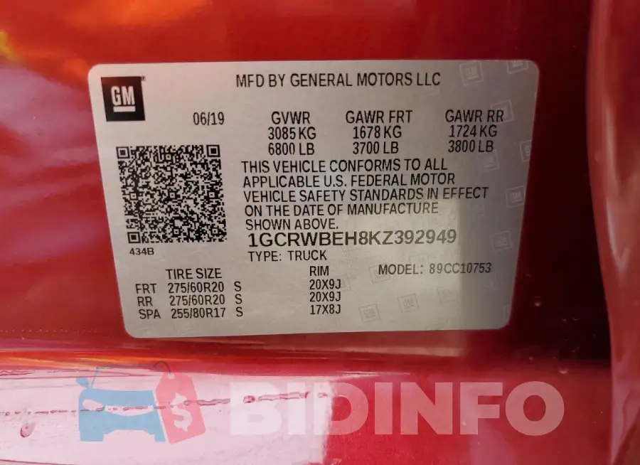 1GCRWBEH8KZ392949 Photo# 12