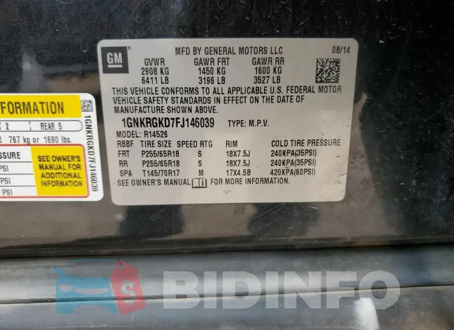 1GNKRGKD7FJ146039 Photo# 12