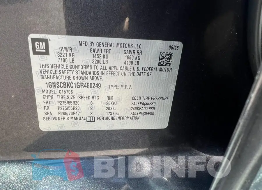 1GNSCBKC1GR460249 Photo# 10