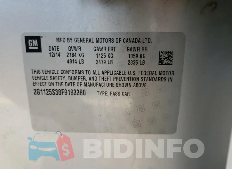 2G1125S38F9193380 Photo# 12