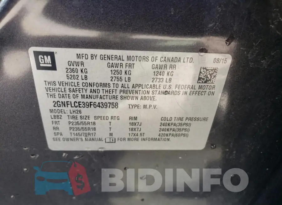 2GNFLCE39F6439758 Photo# 13
