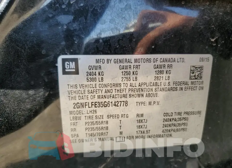 2GNFLFE35G6142778 Photo# 13