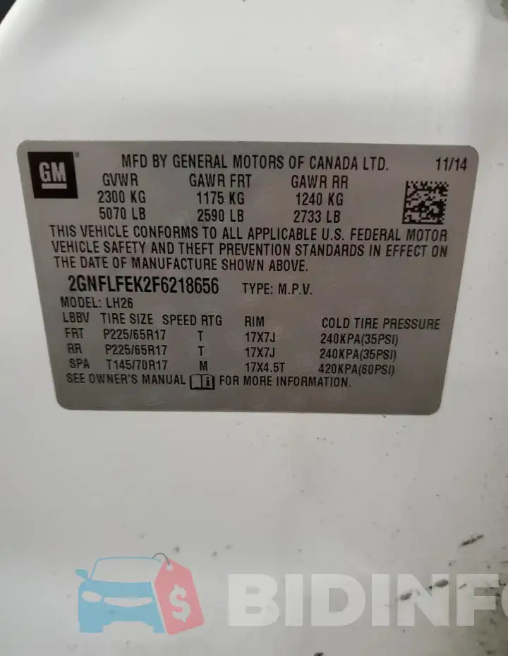 2GNFLFEK2F6218656 Photo# 13