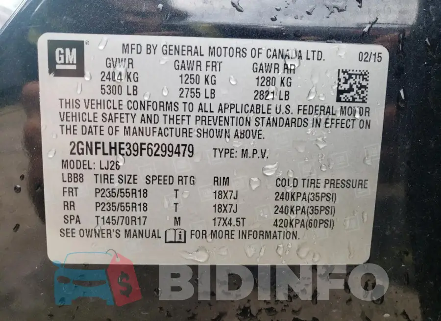 2GNFLHE39F6299479 Photo# 13