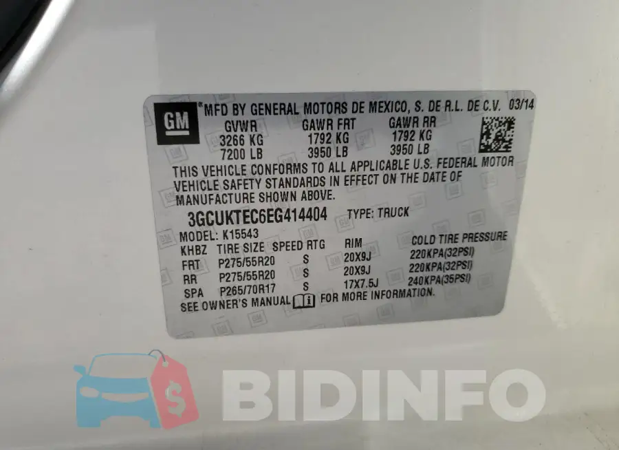 3GCUKTEC6EG414404 Photo# 12