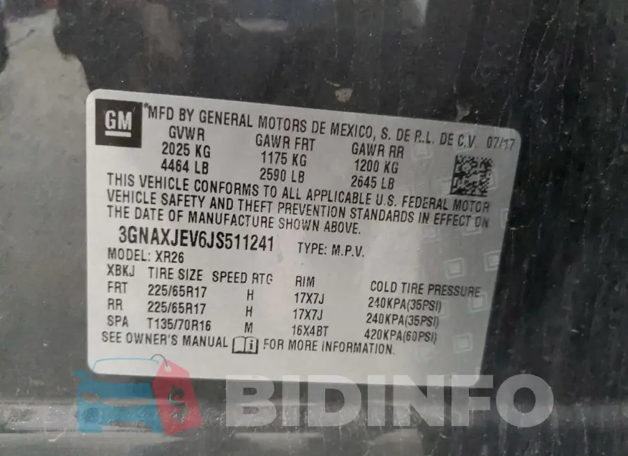 3GNAXJEV6JS511241 Photo# 13