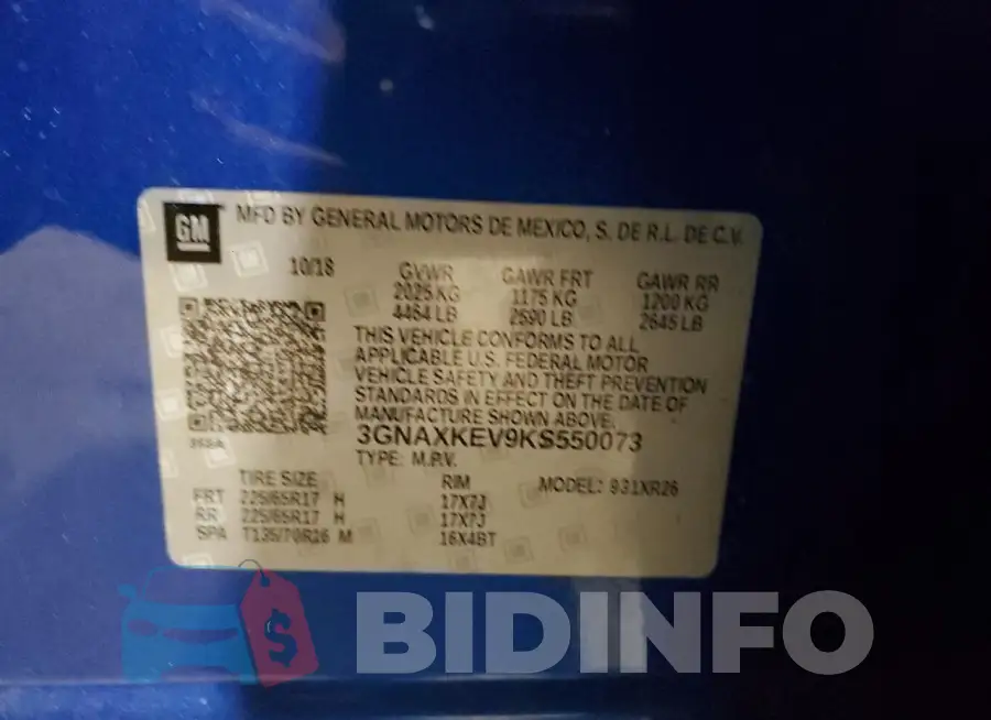 3GNAXKEV9KS550073 Photo# 13