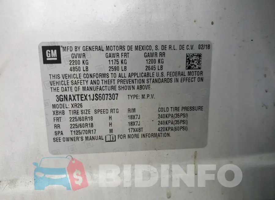 3GNAXTEX1JS607307 Photo# 14