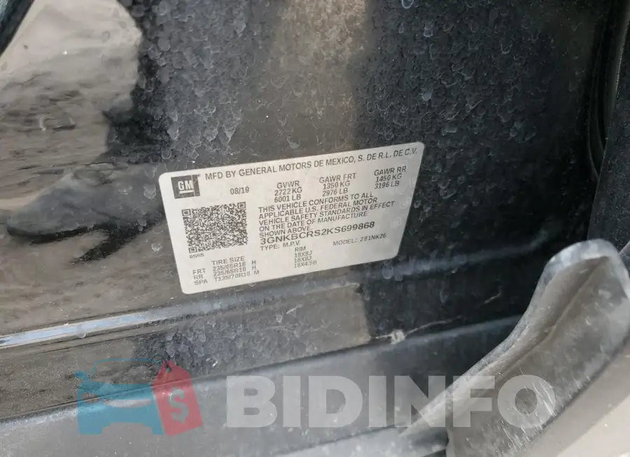 3GNKBCRS2KS699868 Photo# 12