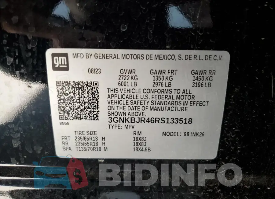 3GNKBJR46RS133518 Photo# 14