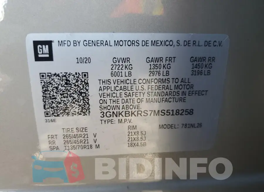 3GNKBKRS7MS518258 Photo# 13