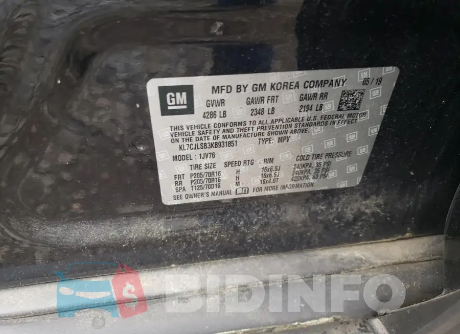 KL7CJLSB3KB931851 Photo# 13