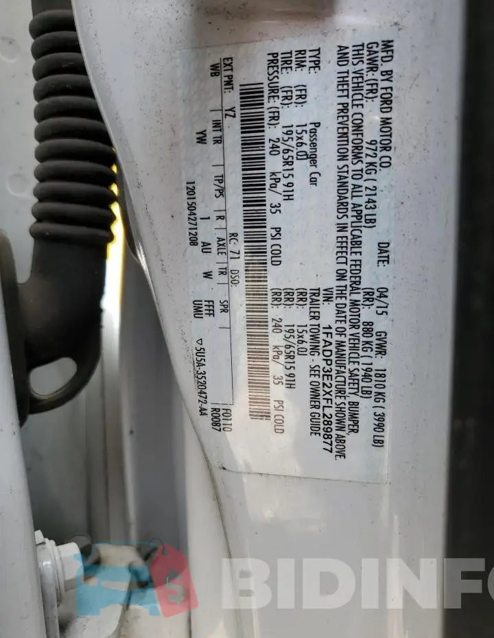 1FADP3E2XFL289877 Photo# 12