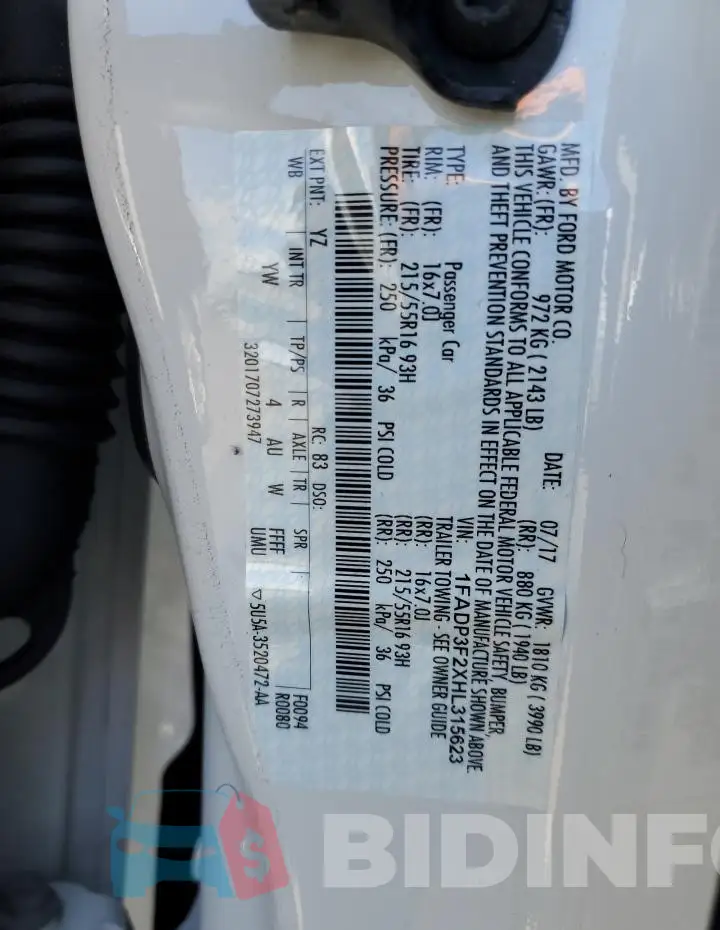 1FADP3F2XHL315623 Photo# 12