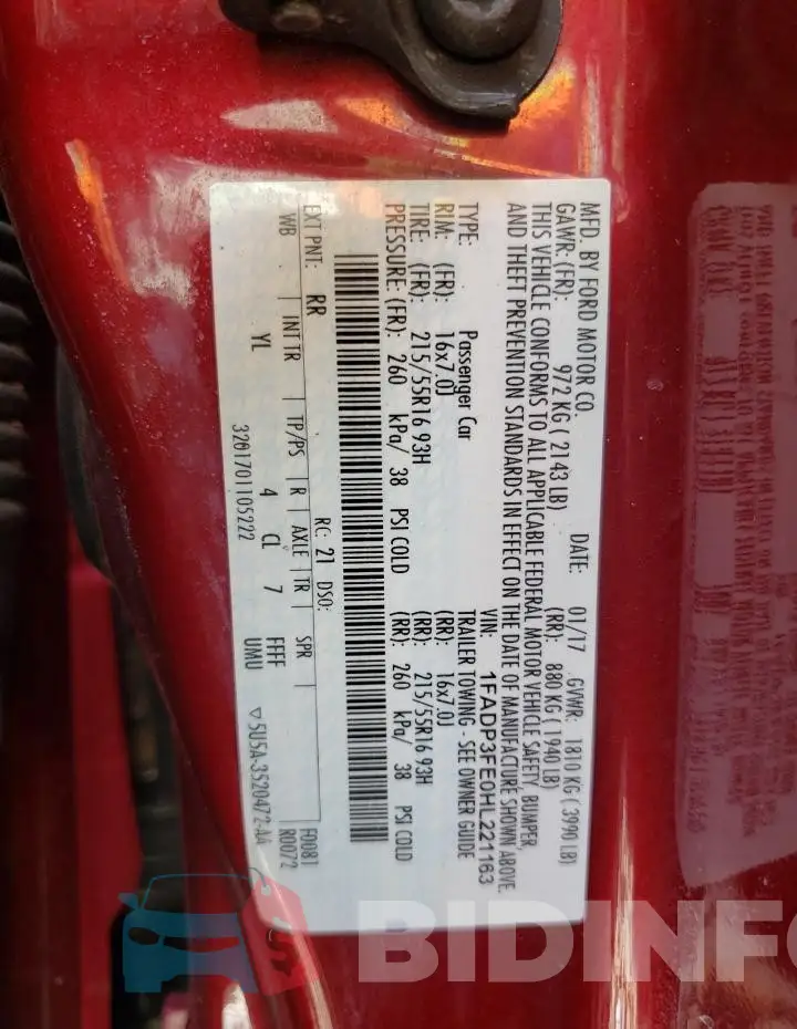1FADP3FE0HL221163 Photo# 12