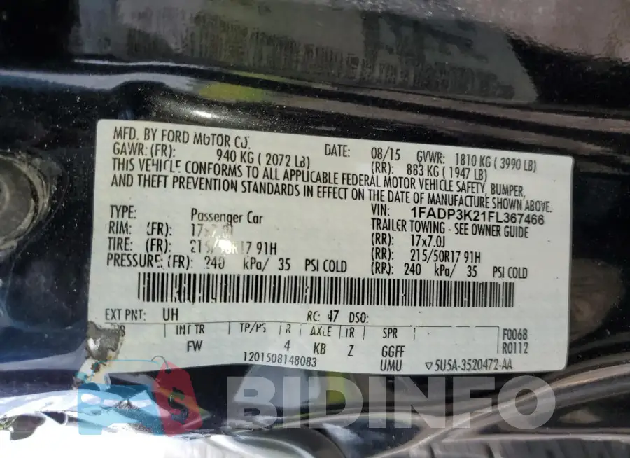 1FADP3K21FL367466 Photo# 12
