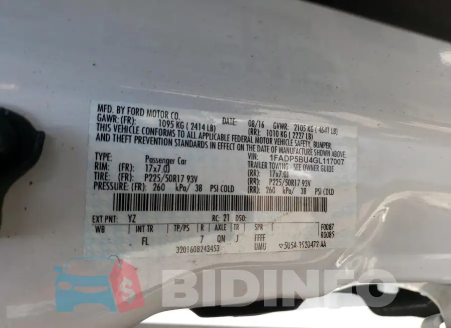 1FADP5BU4GL117007 Photo# 13