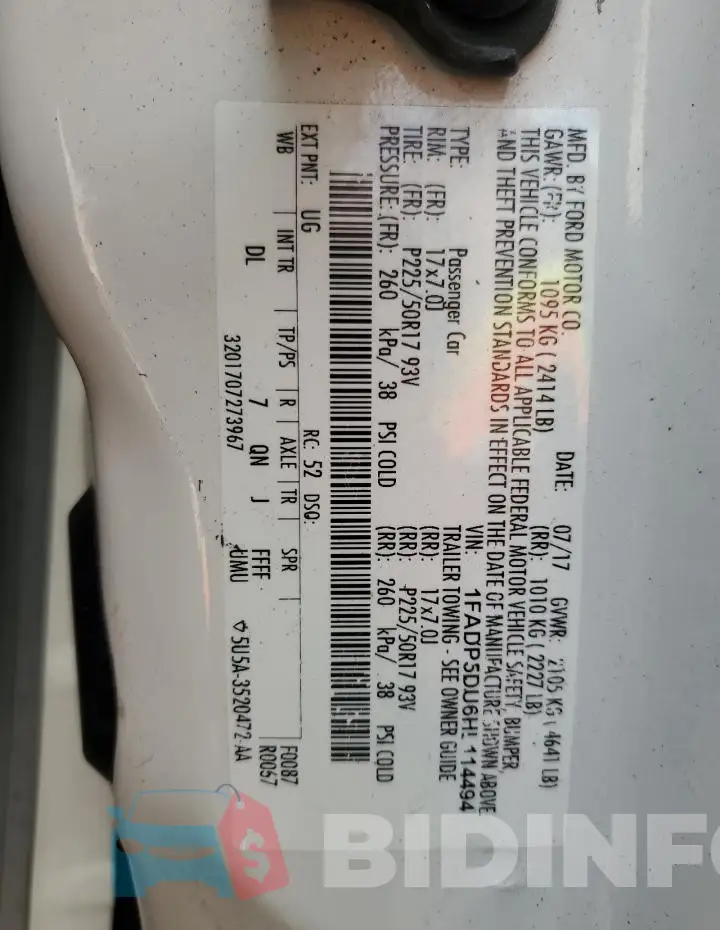 1FADP5DU6HL114494 Photo# 12