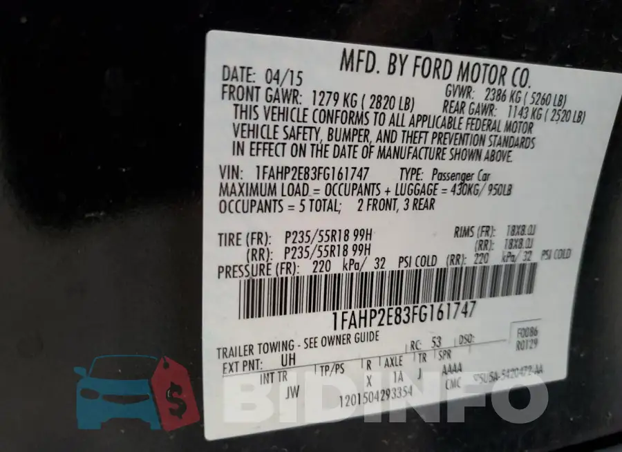 1FAHP2E83FG161747 Photo# 12
