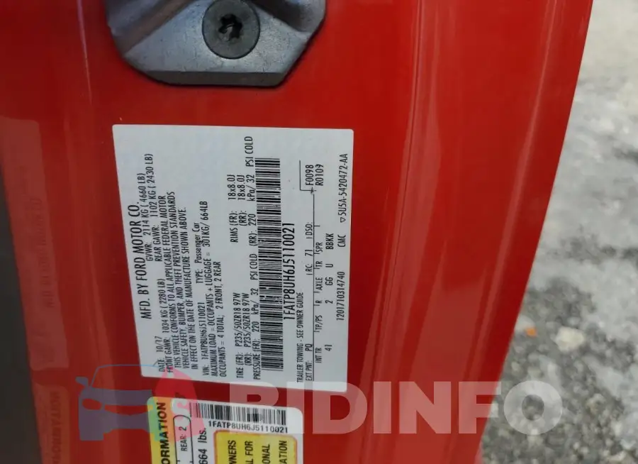 1FATP8UH6J5110021 Photo# 12