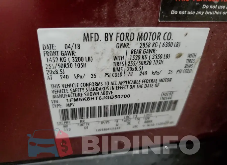 1FM5K8HT6JGB50700 Photo# 13