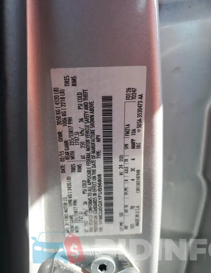 1FMCU0GX1FUB56808 Photo# 13