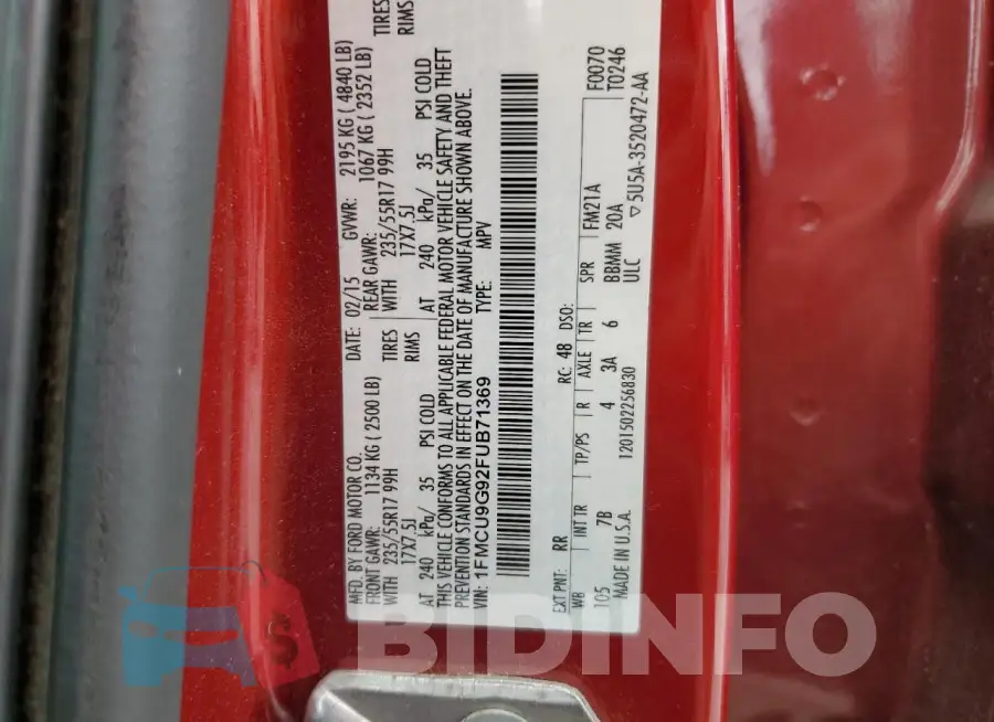 1FMCU9G92FUB71369 Photo# 13