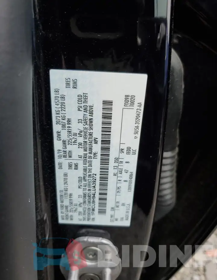 1FMCU9H94LUA39272 Photo# 13