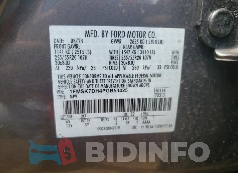 1FMSK7DH4PGB53425 Photo# 13