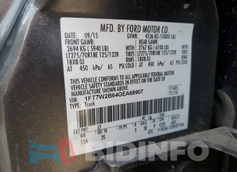 1FT7W2B64GEA68907 Photo# 12