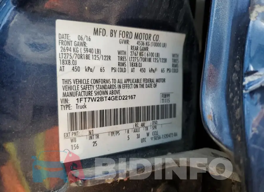 1FT7W2BT4GED22167 Photo# 12