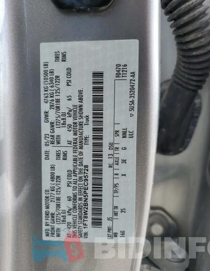 1FT8W2BN5PEC95728 Photo# 12