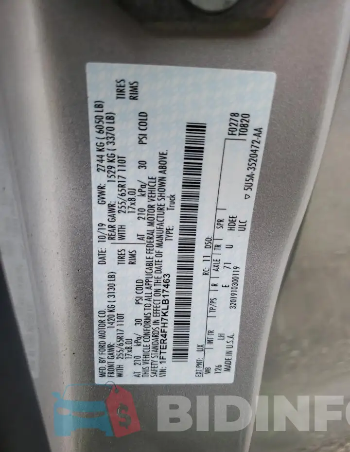 1FTER4FH7KLB17463 Photo# 12