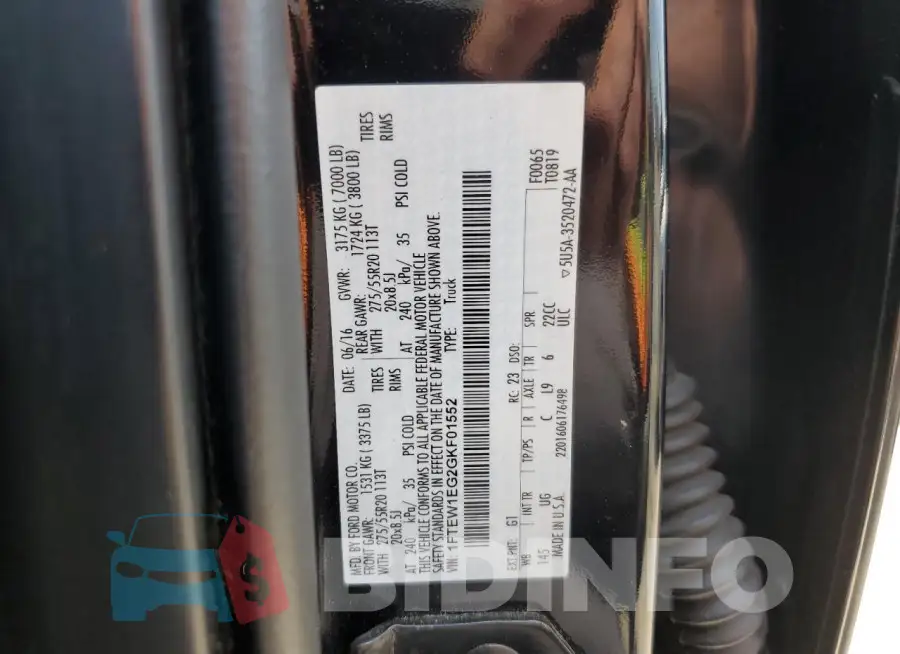 1FTEW1EG2GKF01552 Photo# 12